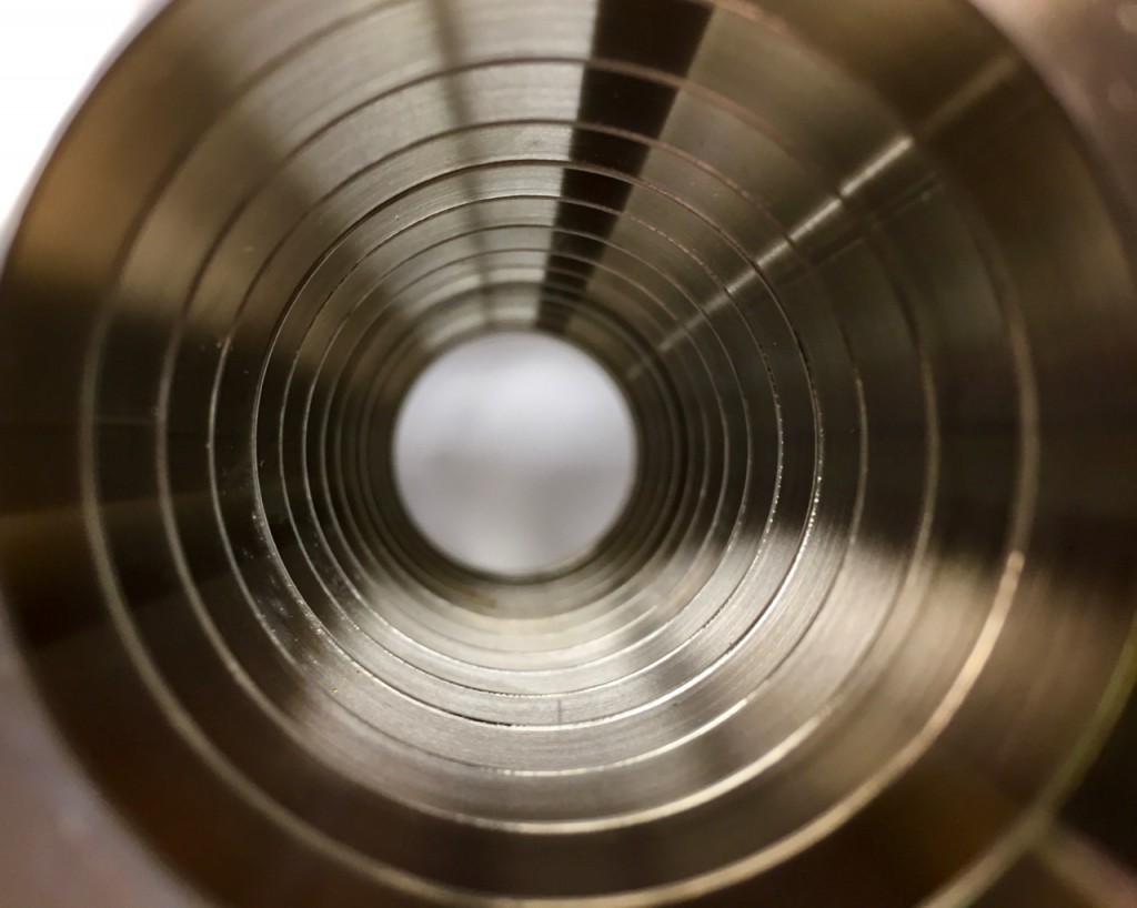 View down the bore of a gridless reflection from a time-of-flight mass spectrometer