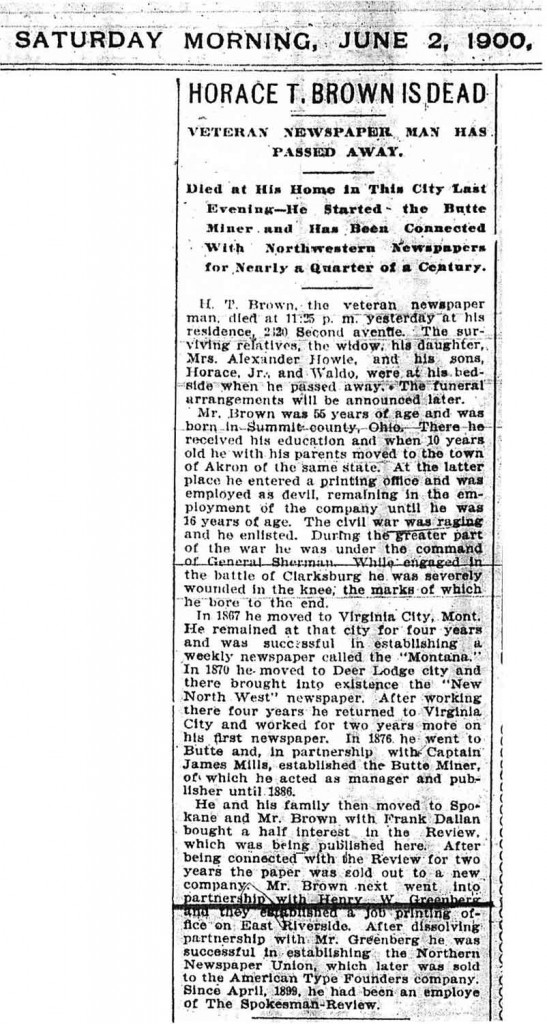 Horace T. Brown Obituary